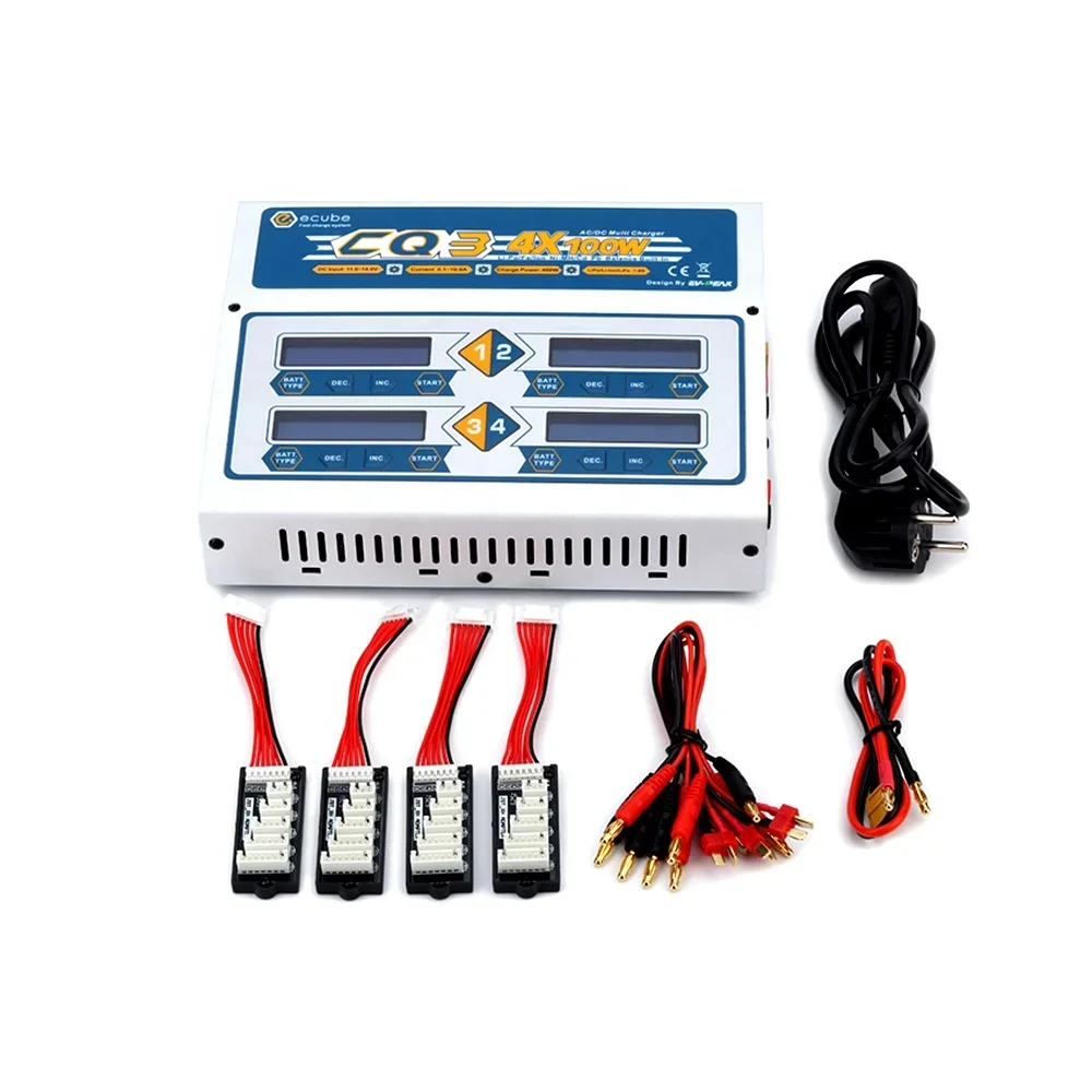 Multifunctional Aviation Model CQ3 4 Channel 110-240V AC/DC Port 6S 100W Balance Battery Charger