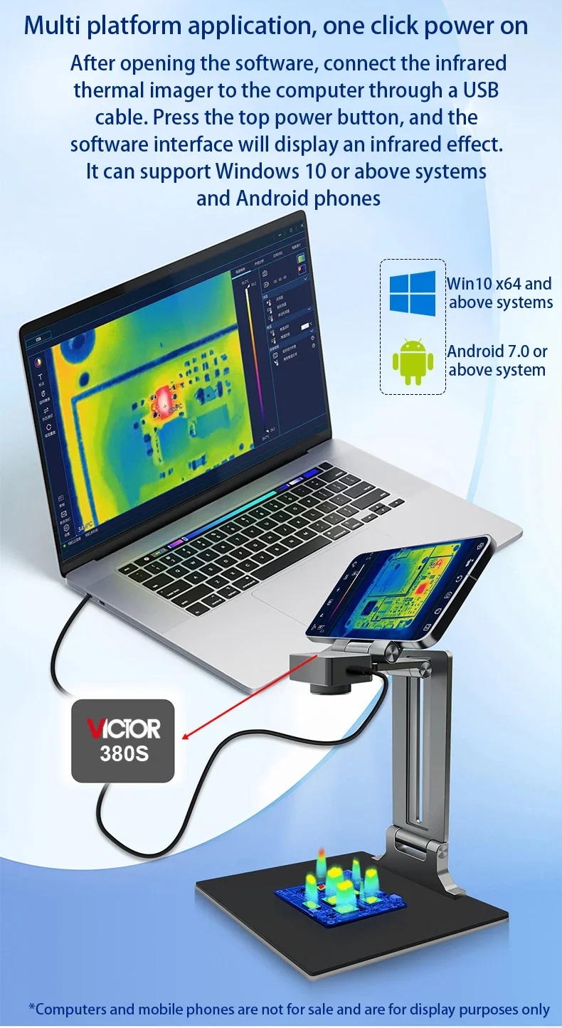 Victor 380S PCB 3D Thermal Imaging Analyzer 256*192 Circuit Leakage Short Inspect Computer Phone Repair Thermal Camera Imager