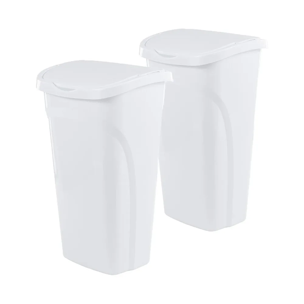 

10 Gal/40 Qt Space-Efficient Kitchen Trash Can with Dual Swing Lid, (Pack of 2), Waste Basket Fits in Narrow Spaces and Perfect