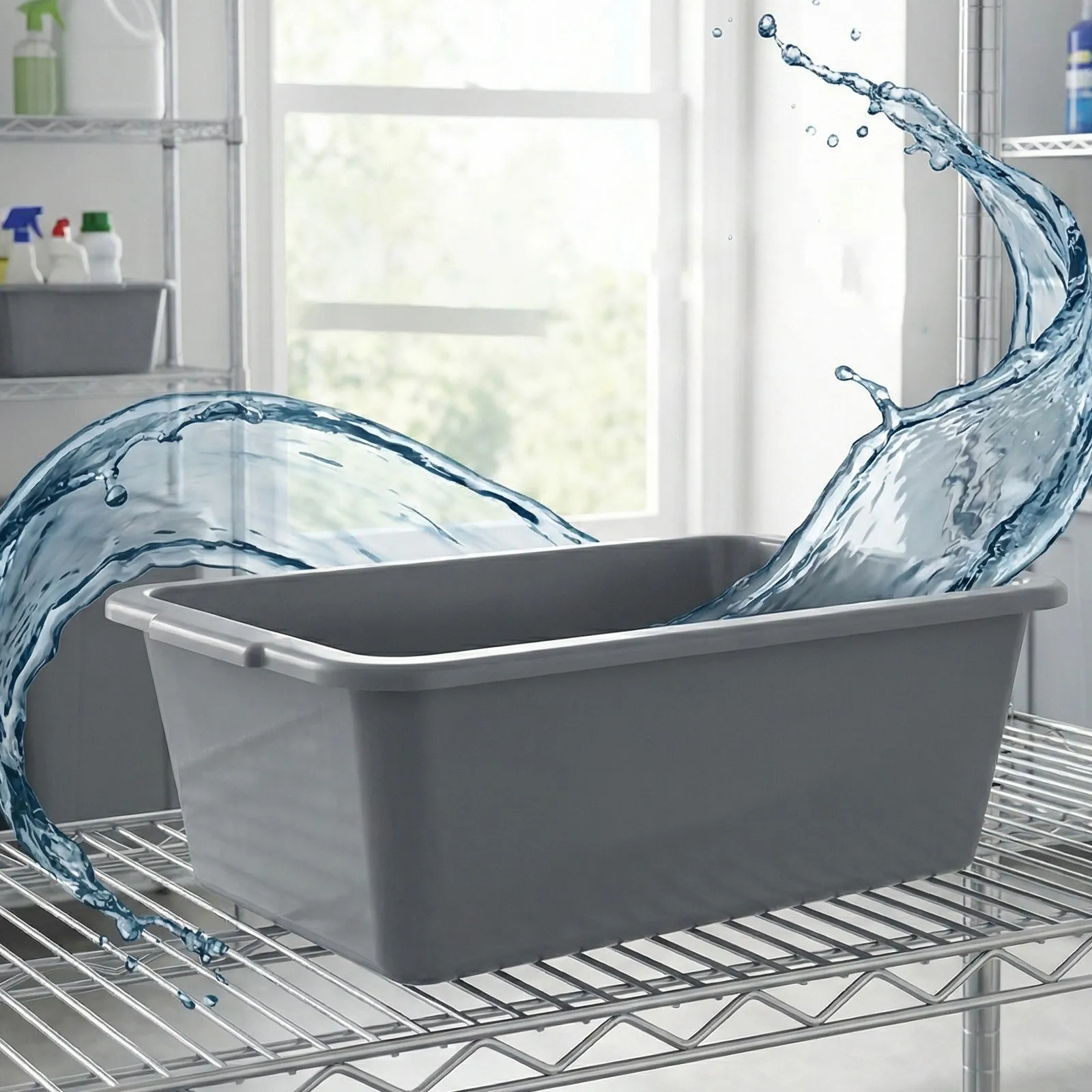Commercial Kitchen Bin - 長方形の収納ボックス2個セット。丈夫なプラスチック製で、バスルームやキッチン、洗濯場などで様々な用途に。
