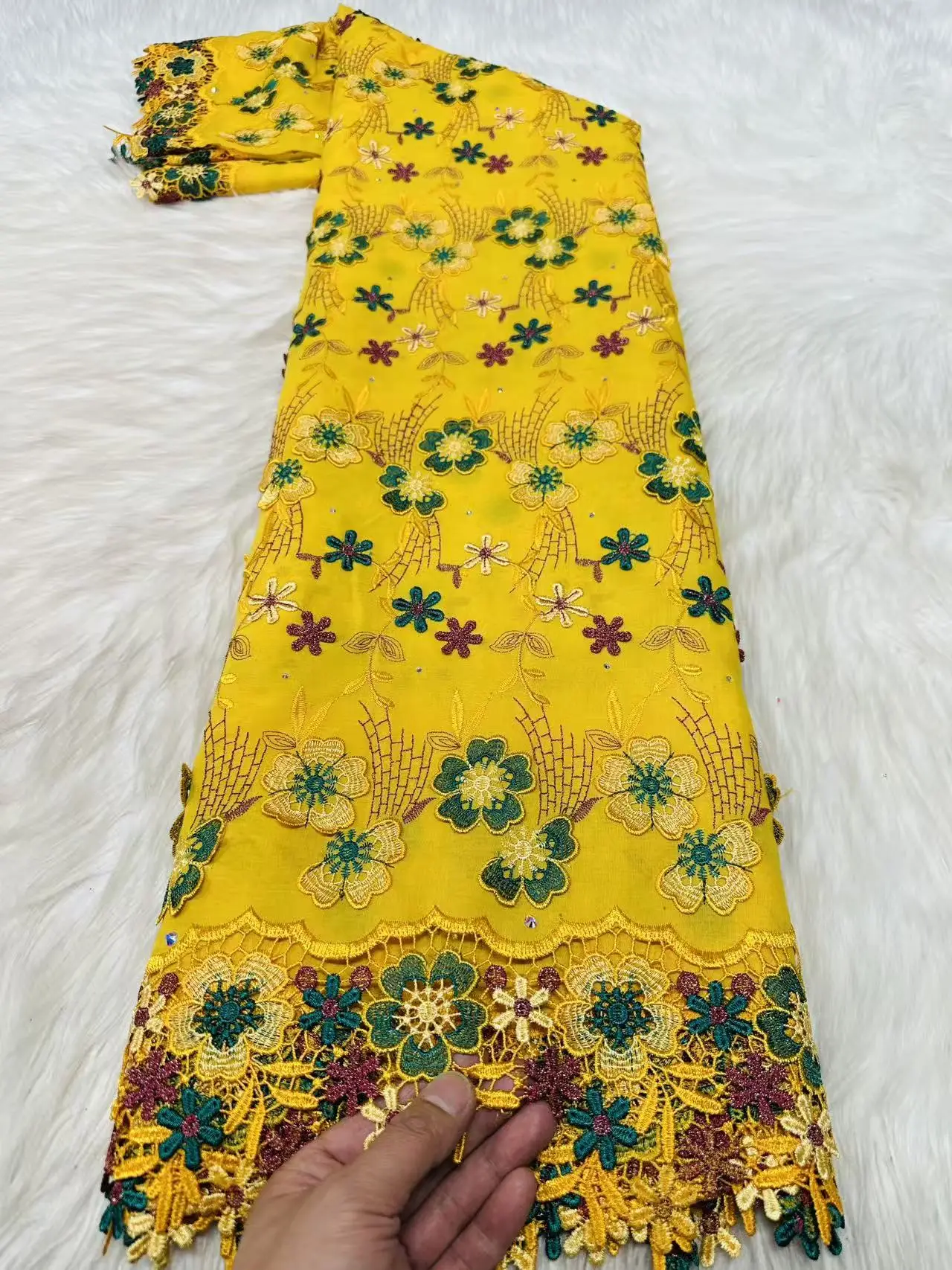 Luxury Nigerian French Stones Lace Fabric 2026 High Quality 5 Yard Mesh Tulle African 3D Flower Lace Fabric Wedding Dress H107-1