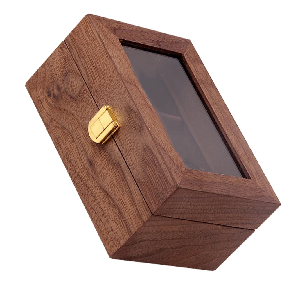 

1 pc Wooden Watch Display Box Lockable Storage Organizer Anti-Drop Watch Container For Collection Gift (Wood)