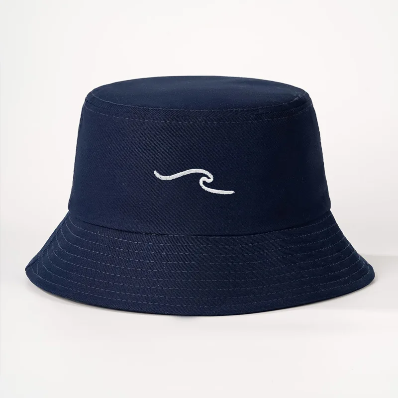 Wave Ripple Stickerei-Eimerhut, einfarbig, gewaschen, Distressed-Fischermütze, Unisex, für Reisen, Outdoor, Sonnenschutz, Sonnenkappen – Detail 1