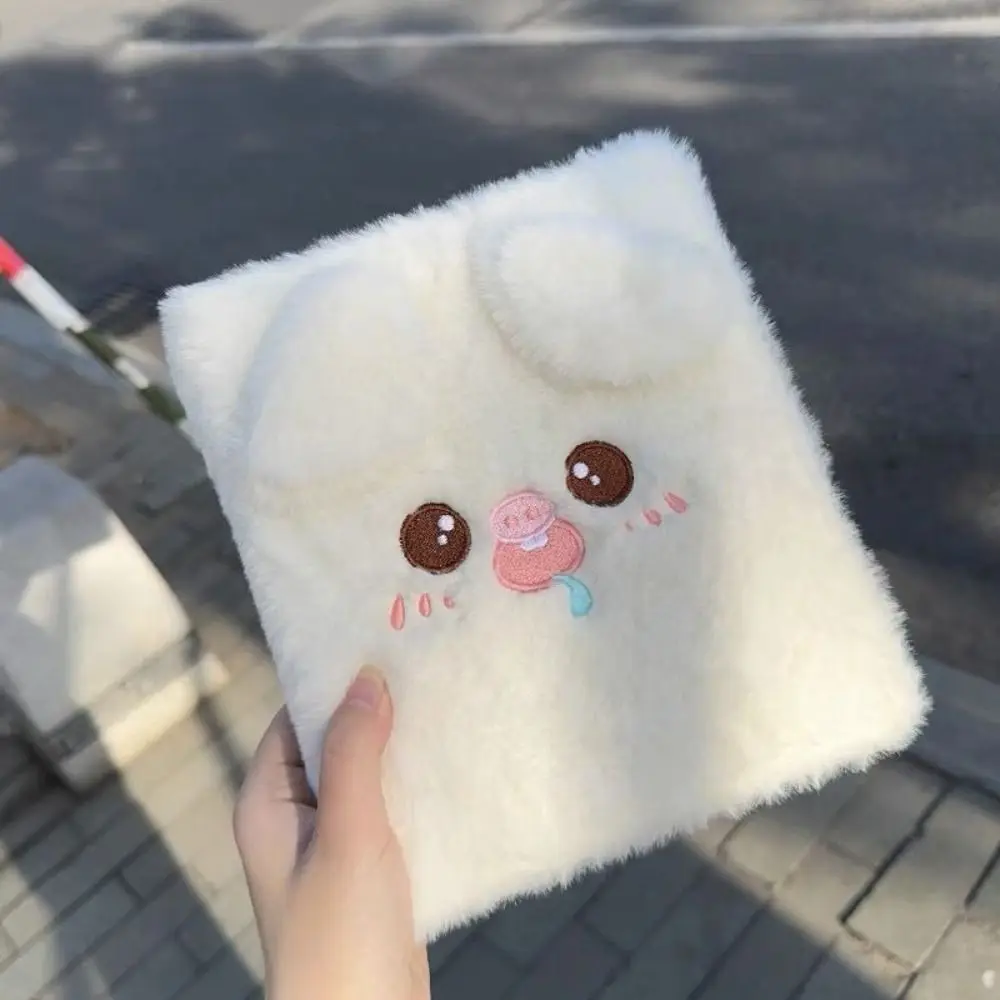Fluffy Bear Plush Binder Photocard Holder Cartoon Dog A6 Card Photocard Binder Plush Puppy 4 Grids Plush Card Album