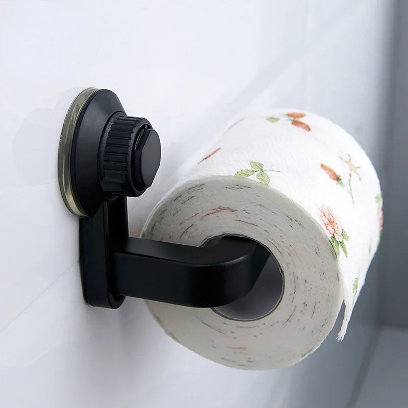 Soporte de papel higiénico con ventosa, montaje en pared sin perforaciones, dispensador de rollo de toalla de tejido ABS de alta calidad, accesorios