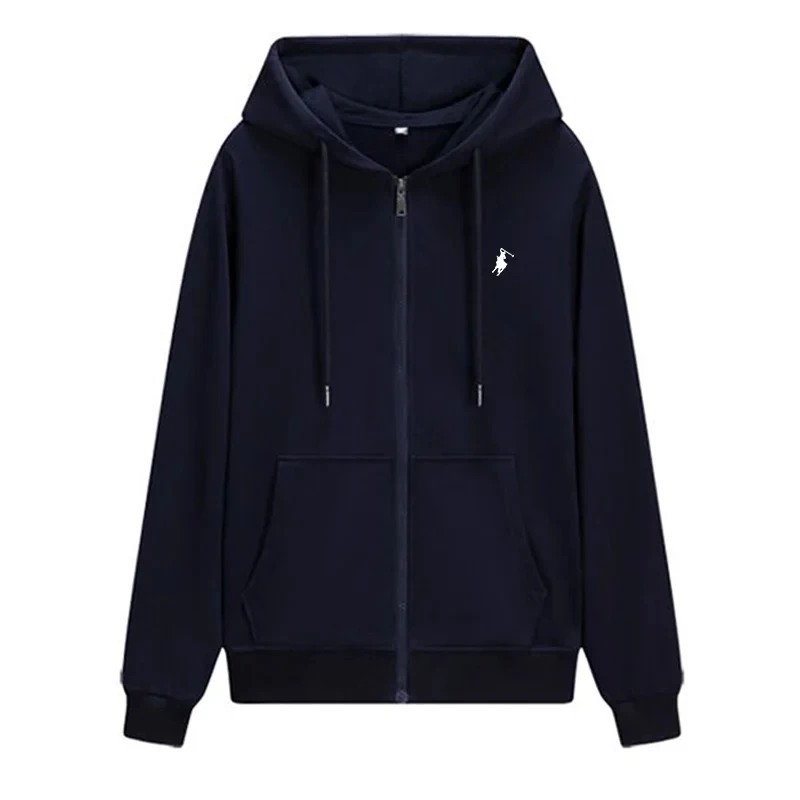 2024 hot selling hooded long sleeved Men\'s Jacket with drawstring zipper closure Women solid color casual sportswear clothing