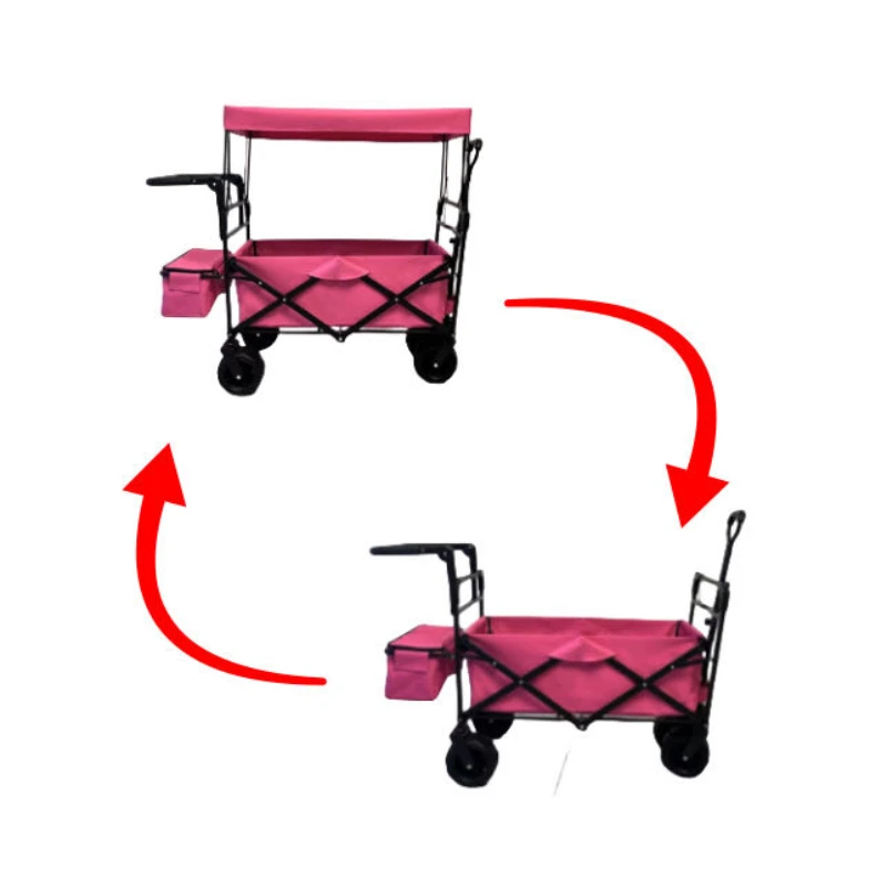 Trailer Folding Camping New Lift Camping Cart Can Be Folded Outdoor Hand-Pushed Small Pull Car Night Market Stall Car