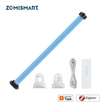 Zemismart Zigbee Oplaadbare Rolluikmotor voor 37mm 38mm Buis Werk met Tuya Ondersteuning Alexa Google Home Spraakbesturing