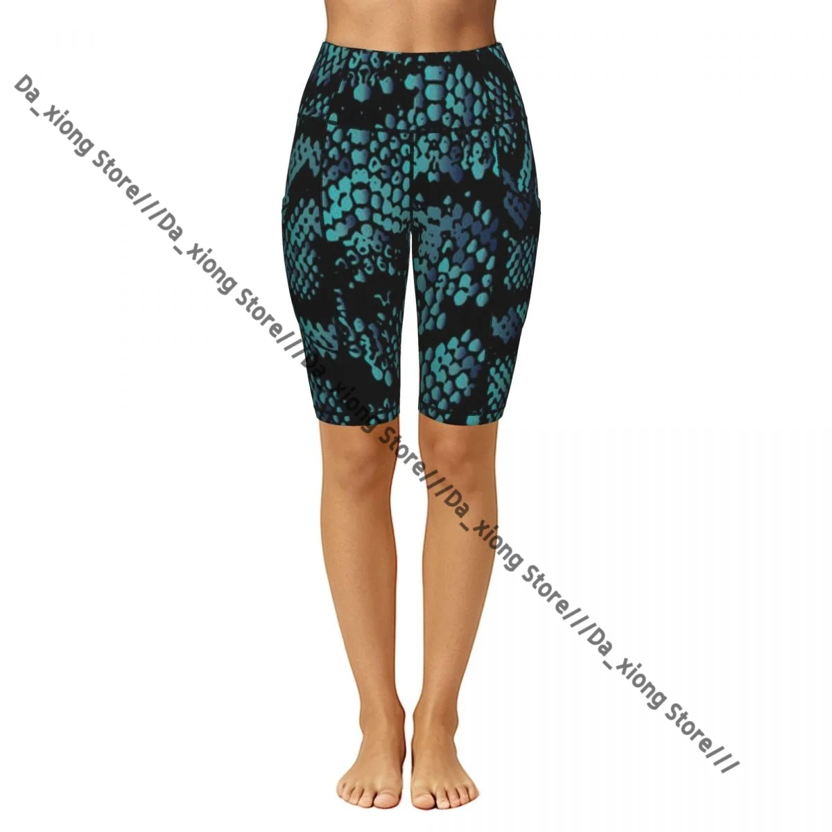Female Hip Lift Yoga Shorts Snake Skin Pattern Daily Wear Fitness Active Pants