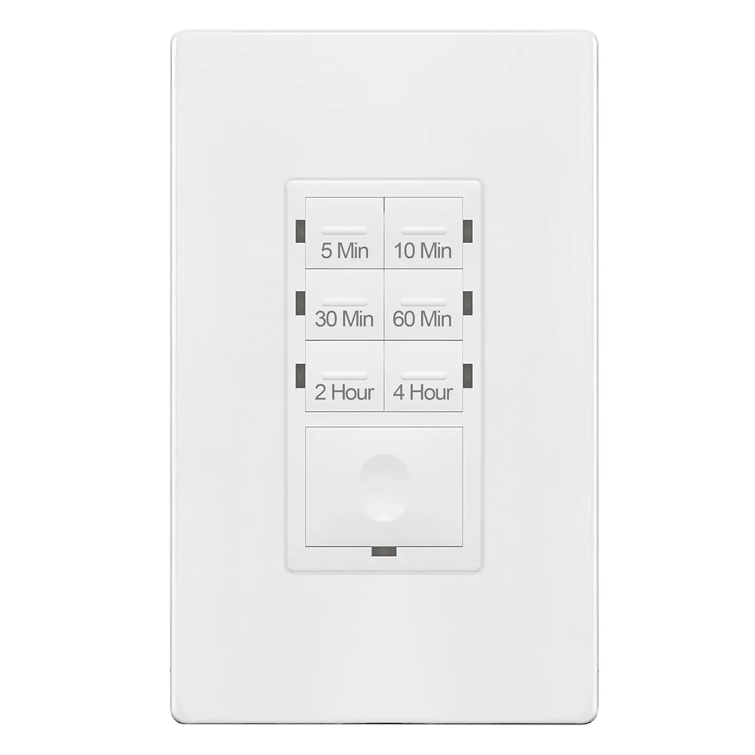 

No Neutral Wire Countdown Timer Switch, 5-10-30-60 Min & 2-4 Hour, For Fans, Lights, Heaters, UL Listed White