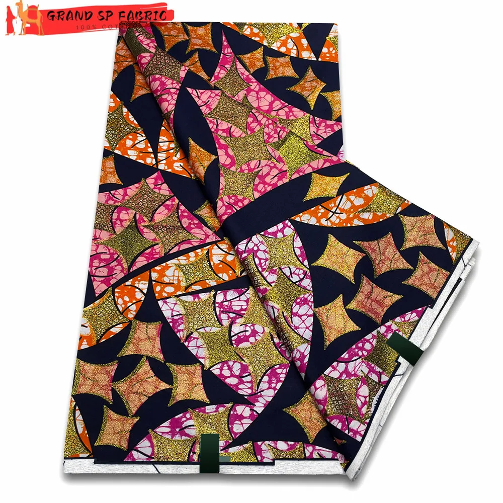 Grand Super 100% Cotton African Wax Fabric High Quality Wax Print Ankara Fabric For Sewing 6yards Women Fabric VLS2048