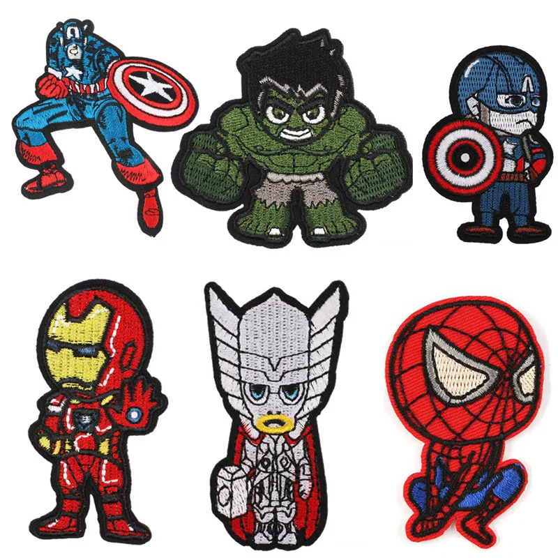 Marvel Iron man spiderman hulk captain America patches  cartoon clothes patches Garment stickers embroidery cloth sticker