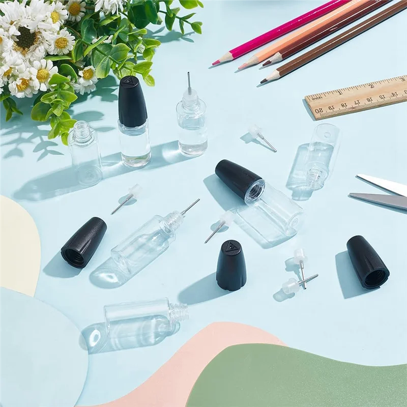 20Pcs Precision Tip Applicator Bottles, 10Ml/0.34Oz Dispensing Needle Bottle PET Empty Glue Bottle With Sealing Cap Easy Install