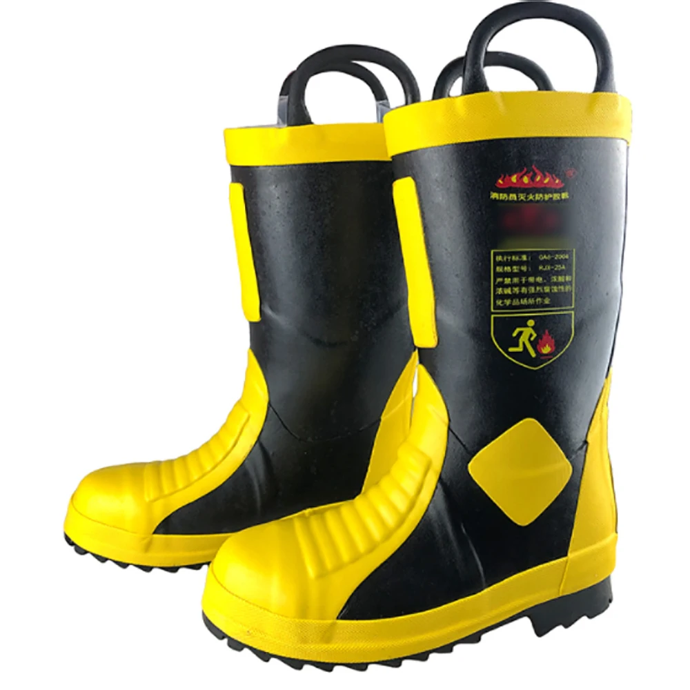 Firefighter Combat Boots, Anti-Smash, Anti-Puncture, High Temperature Resistant Firefighting High Top Boots