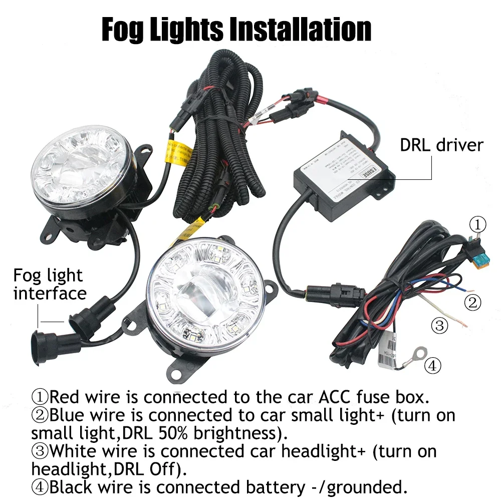 2-in-1 White Led Fog Light Assembly for Izuzu D-max D max RG 2020 2021 2022 2023 Car DRL Daytime Running Lights PTF Fog Lamp