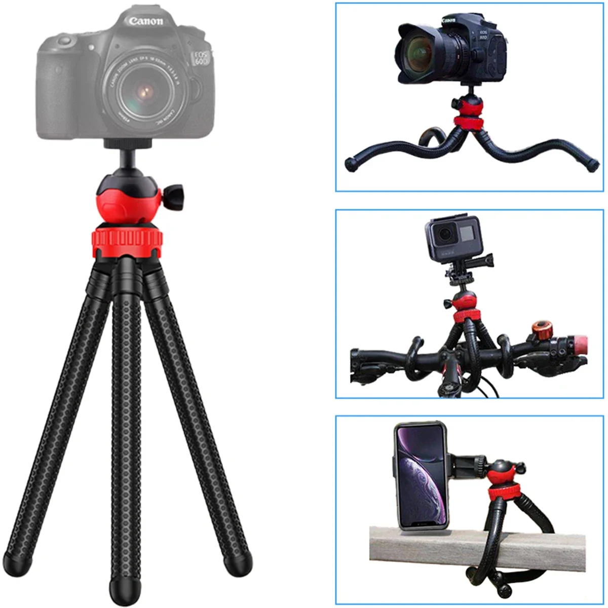 Octopus Tripod For IPhone DSLR Camera Portable Desktop Tripod Mobile Phone Holder Camera With Universal 1/4 Screw Selfie Stick