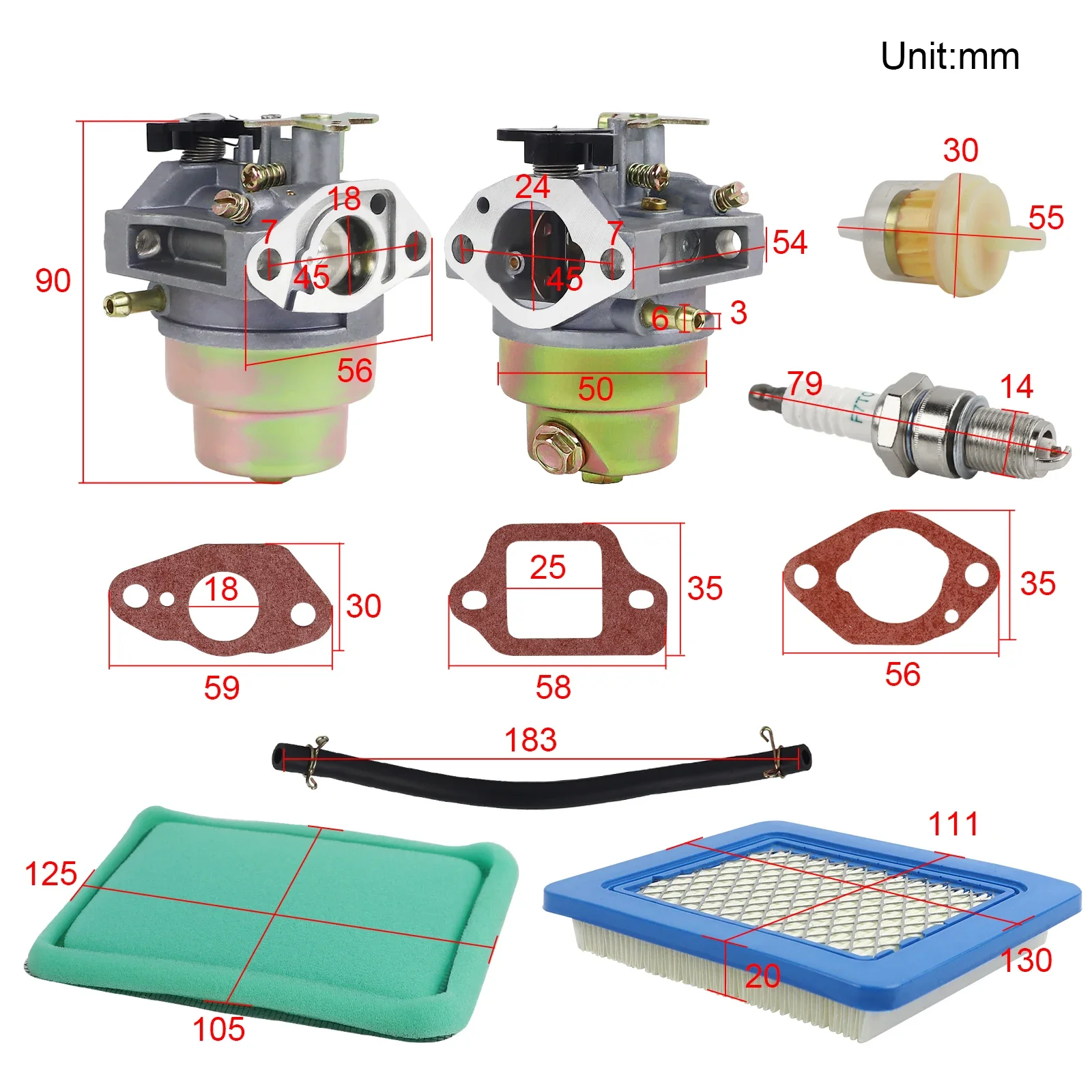 Carb Carburetor Air Filter Gasket Kit 16100-Z0L-023 for Honda GCV135 GCV160 GC135 GC160 HRB216 UT21R HRR216 HRS216 HRT216 HRZ216