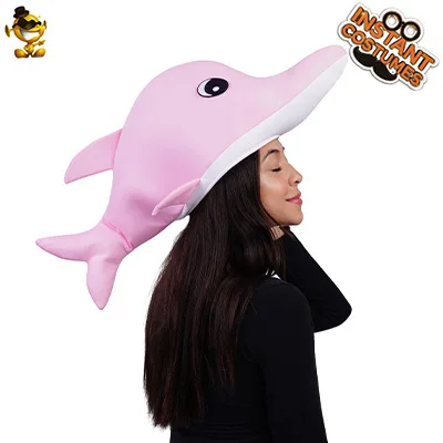 Divertente animale granchio delfino pappagallo uccello cappello per donna uomo adulto Halloween vestire accessori festa fornitura Festival Stage Wear