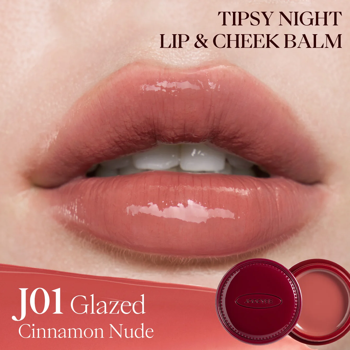 JOOCYEE GLAZED LIP & CHEEK BALM, Multi‑Purpose Cream Balm, Glazed Dewy Finish Blendable Sheer Pigment for Lips & Cheeks