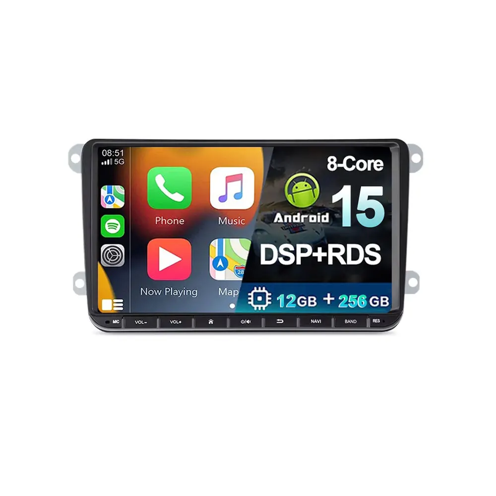 Android 15 Autoradio Speler voor VW Volkswagen Passat B6 GOLF 5 Scirocco Caddy Jetta Amarok Skoda Carplay Multimedia autoradio - afbeelding 2