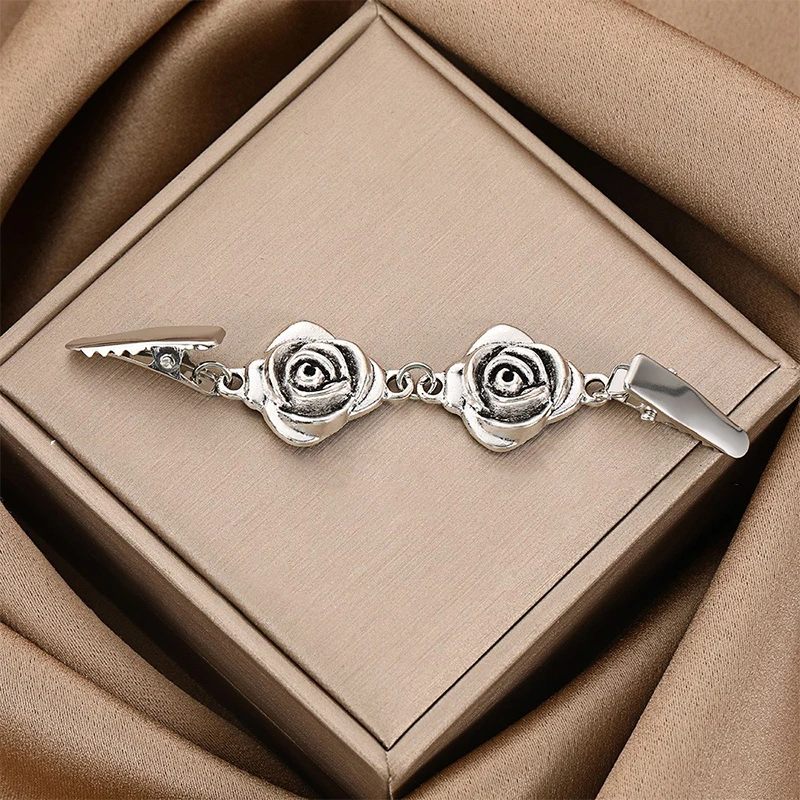 Retro Sweater Shawl Clip With Rhinestone Studded Alloy Scarf Buckle Anti Exposure Buckle Collar Scarf Cardigan Connecting Buckle