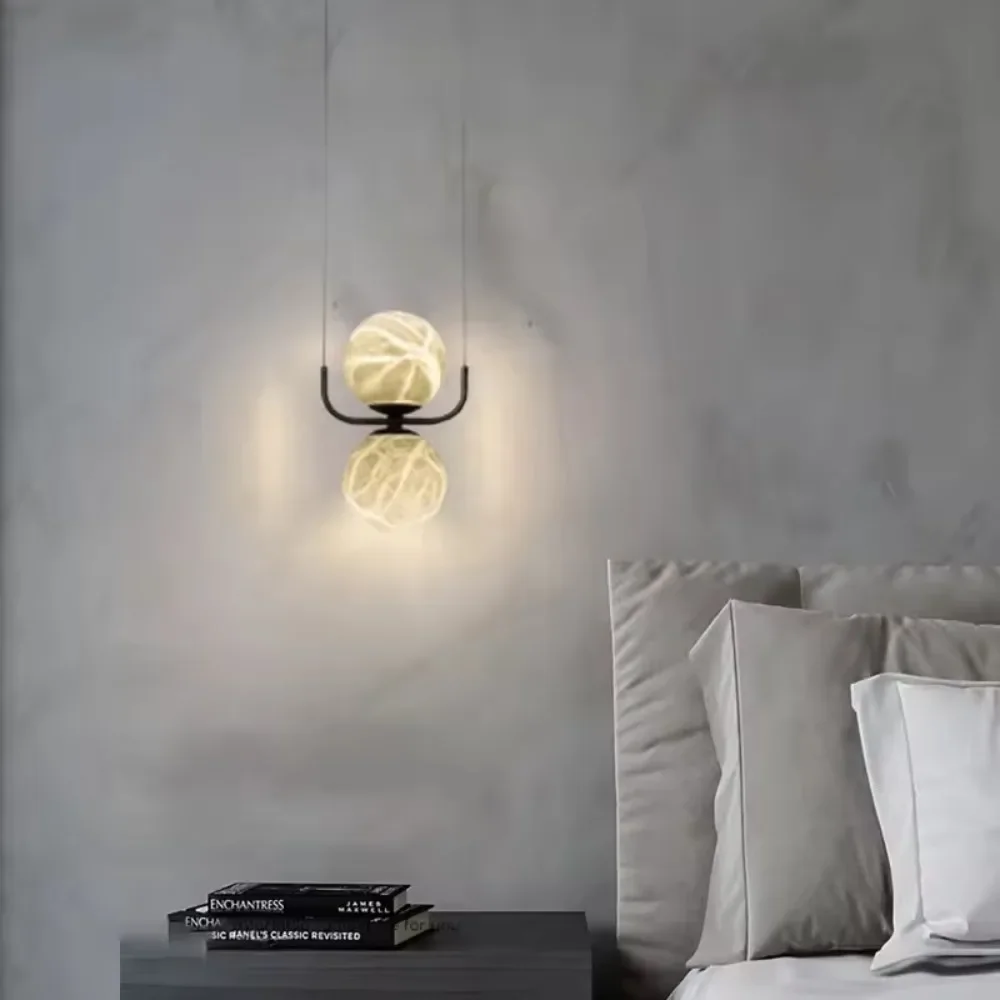 الإسبانية الرخام الطبيعي قلادة ضوء G9 لمبة LED مطعم المطبخ غرفة نوم غرفة المعيشة الإضاءة سلك معدني قابل للتعديل #4