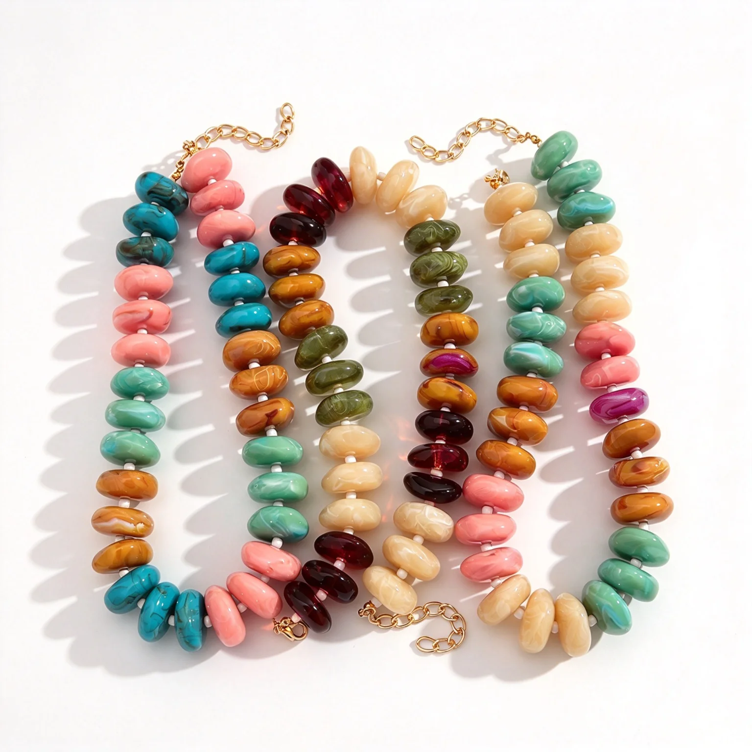 Trendy Acrylic Colorful Irregular Big Beads Choker Necklace Geometric Beaded Collar Necklace for Women Statement Jewelry Gifts
