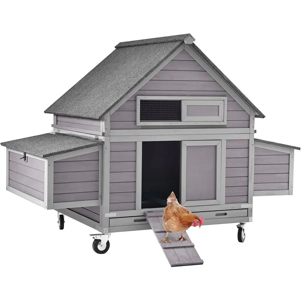 

Уличная клетка для домашней птицы с двумя гнездовыми ящиками, деревянный курятник 19 кв.м.