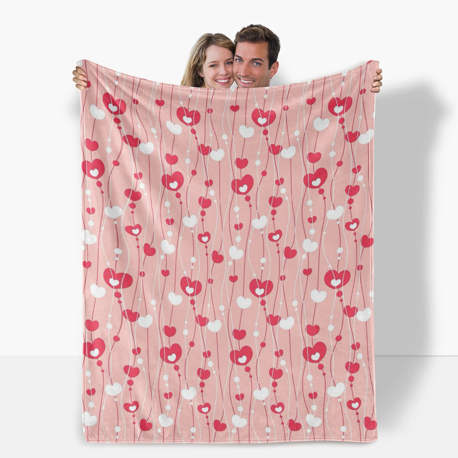 Flannel Blanket With Pink Heart Lines Perfect For Couples Celebrating Love And Romance On Valentine S Day