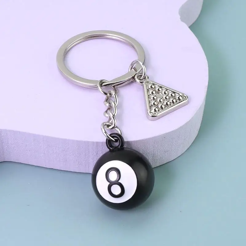 Black No 8 Billiard Keychain 25MM Mini Lucky Table Ball Pendant Key Ring Decoration Jewelry Game Souvenir Gift For Women Men