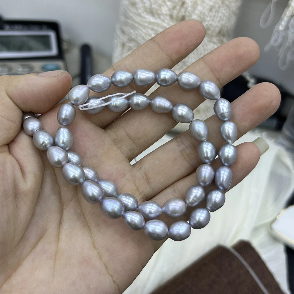 AAAA 7-8mm High-quality Irradiated Gray Rice-shaped Natural Freshwater Pearl Semi-finished Beads for Jewelry Making DIY Necklace