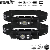 BORUiT HP300/HP500 LED Headlamp 7-Mode 1000LM Powerful Headlight Type-C Rechargeable Head Torch Camping Hunting Lantern