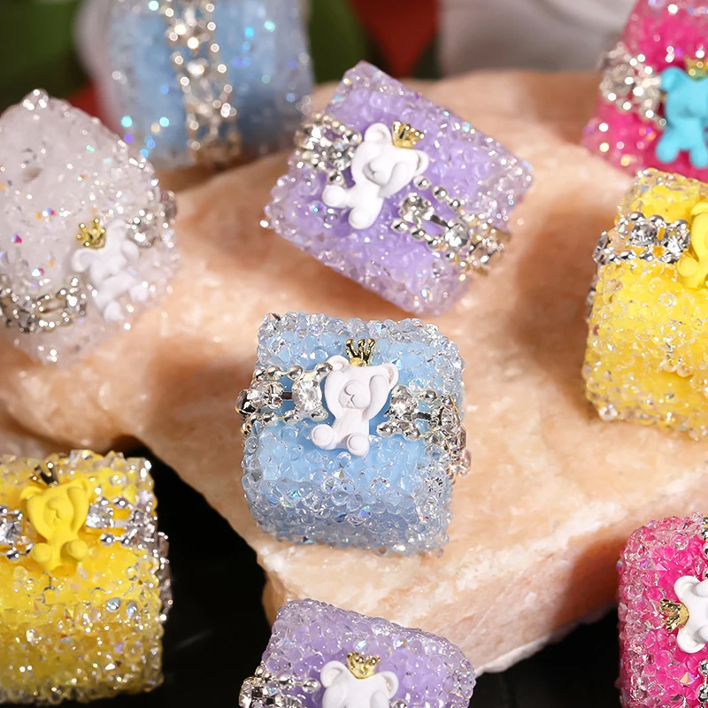 1PC DIY Jewelry Mobile Phone Chain Bead Pen Accessories Shiny Polymer Sugar Drill Ball Square Beads