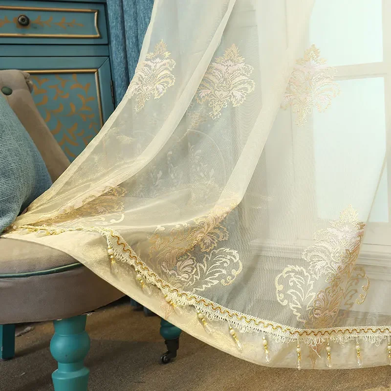 

New European Style Embroidery Luxury Embroidery Window Curtain Decor Curtains for Living Dining Room Bedroom