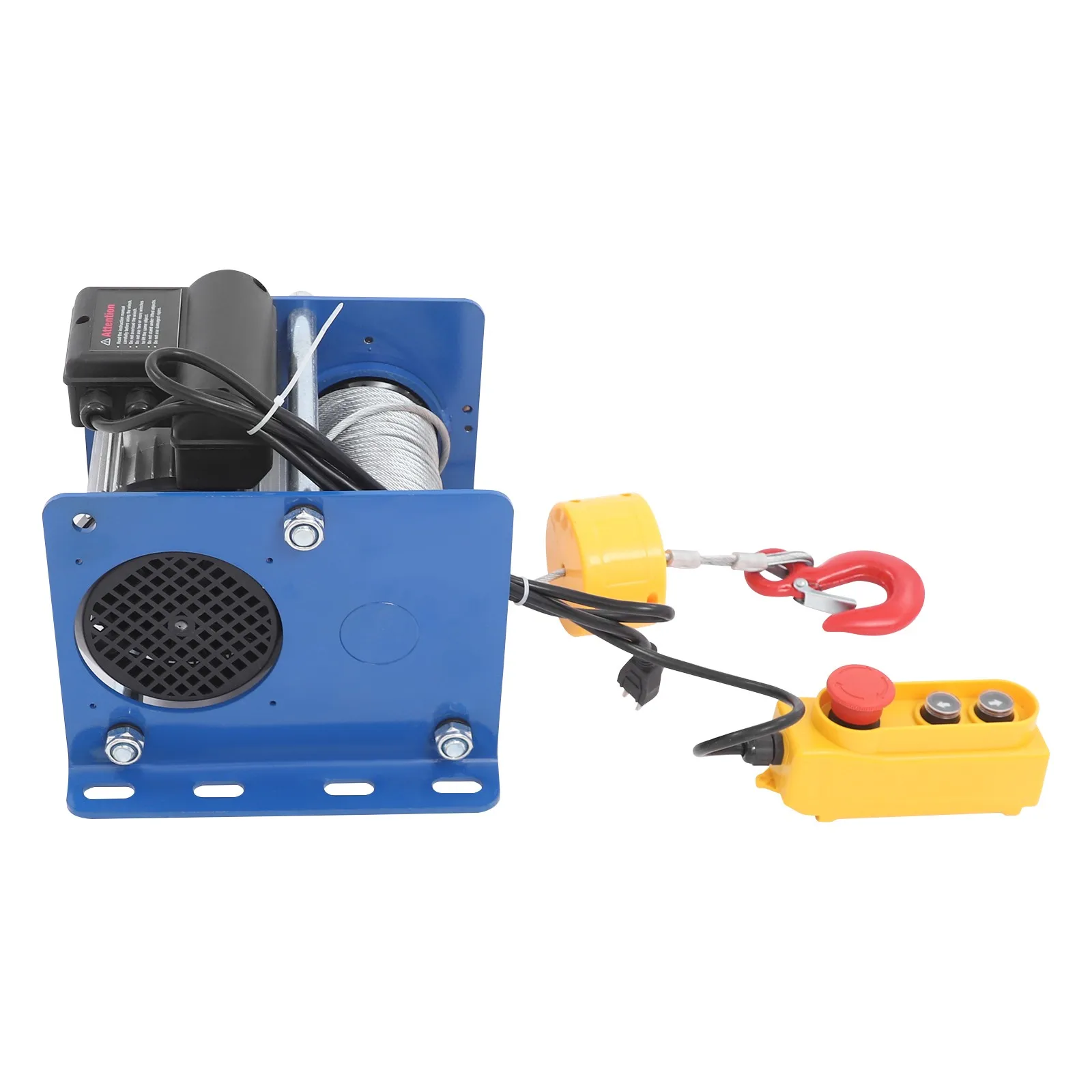 รอกไฟฟ้า 1000 วัตต์ พร้อมรีโมทแบบมีสาย รอกไฟฟ้าพร้อมลวดสลิงเหล็ก 98.43 ฟุต 2800 รอบต่อนาที