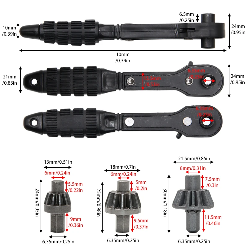 Schwarzer H-förmiger Bohrfutterschlüssel mit Ratsche 2-in-1 Multifunktional 1,5-16mm Handwerkzeug für Heimwerker – Detail 2