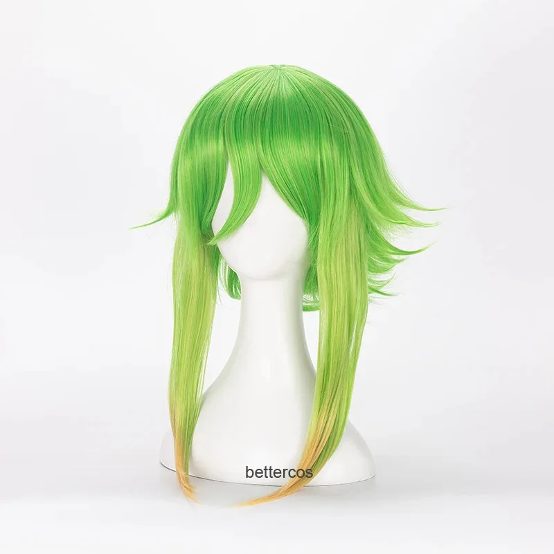 2025-vocaloid-megpoid-gumi-cosplay-45cm-green-golden-ombre-short-layered-fluffy-heat-resistant-synthetic-hair-wig-cap
