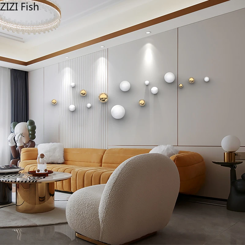 Wall Decoration Combination Gold Ball Wall Hanging Ornaments Plating Spherical Crafts Room Decor Backdrop Display Pendants