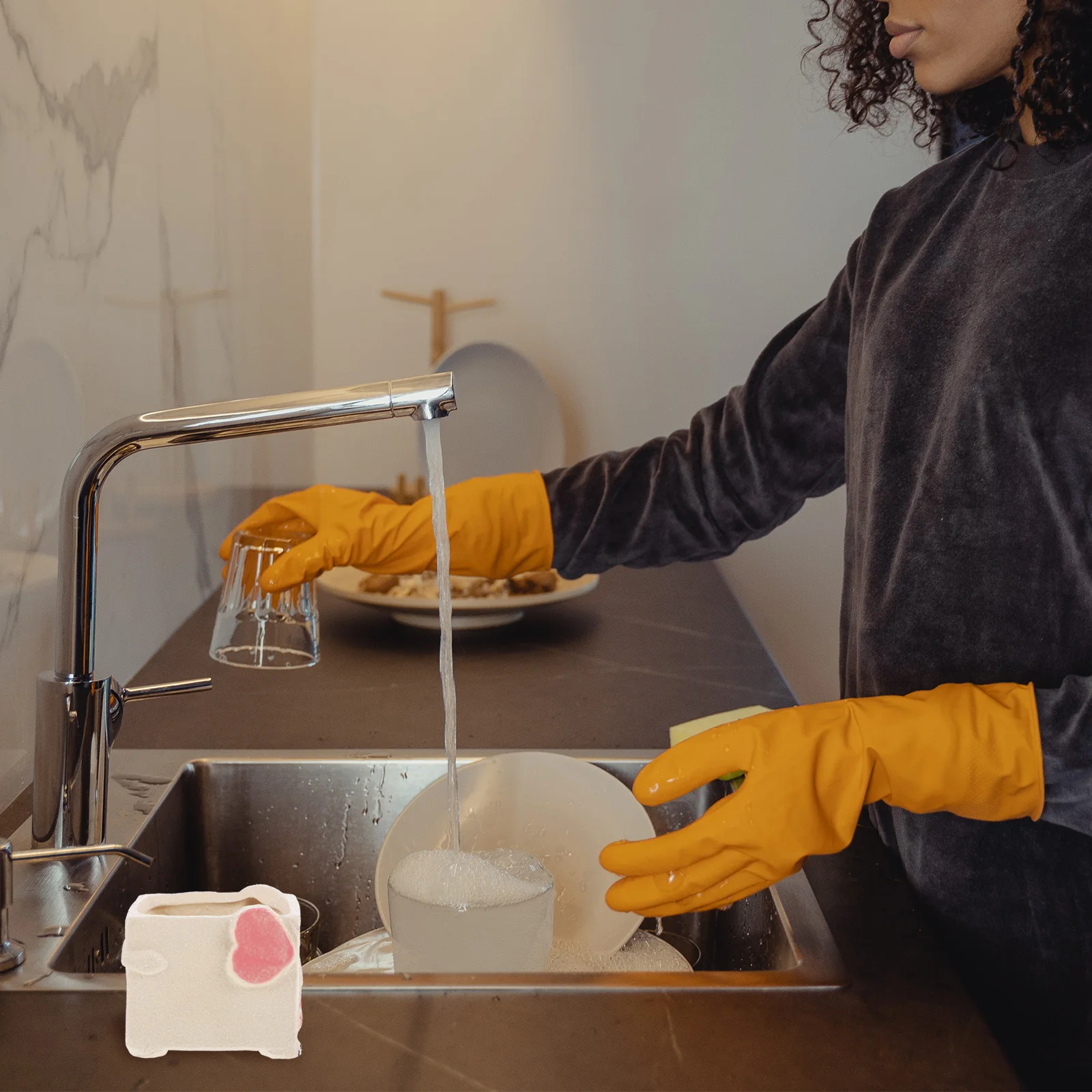 المطبخ الإسفنج المنظم السيراميك الكرتون الفيل الإسفنج حامل متعدد الوظائف كونترتوب رف قابل للغسل بالوعة التخزين #5