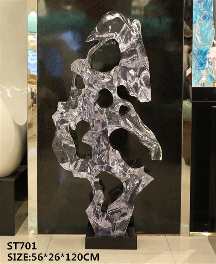 

Water shape clear sculpture transparent polyresin abstract figure