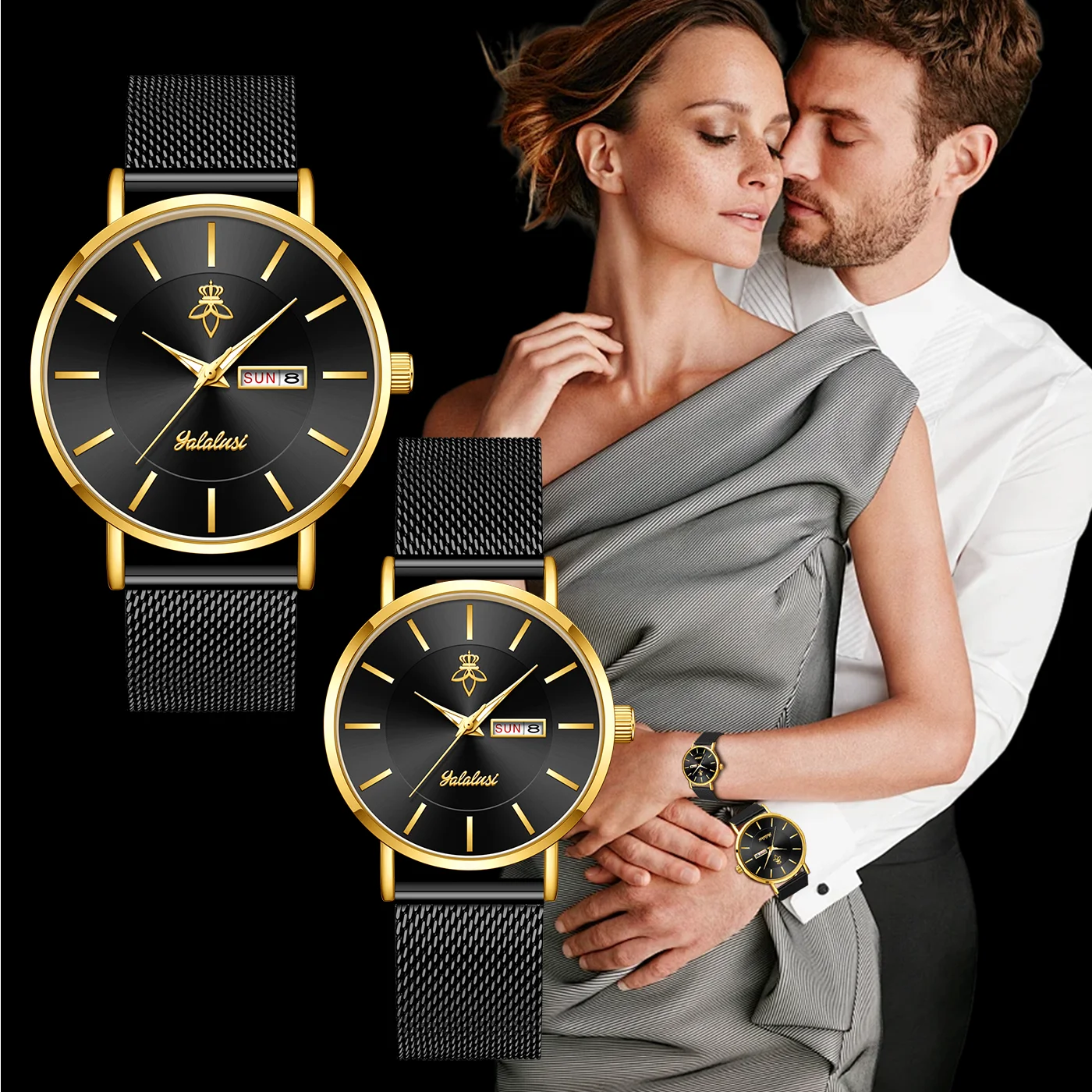 YaLaLuSi Affordable Luxury, Minimalist Calendar Watches for Men and Women: Business-Style Couple's Quartz Watches—Perfect Gifts