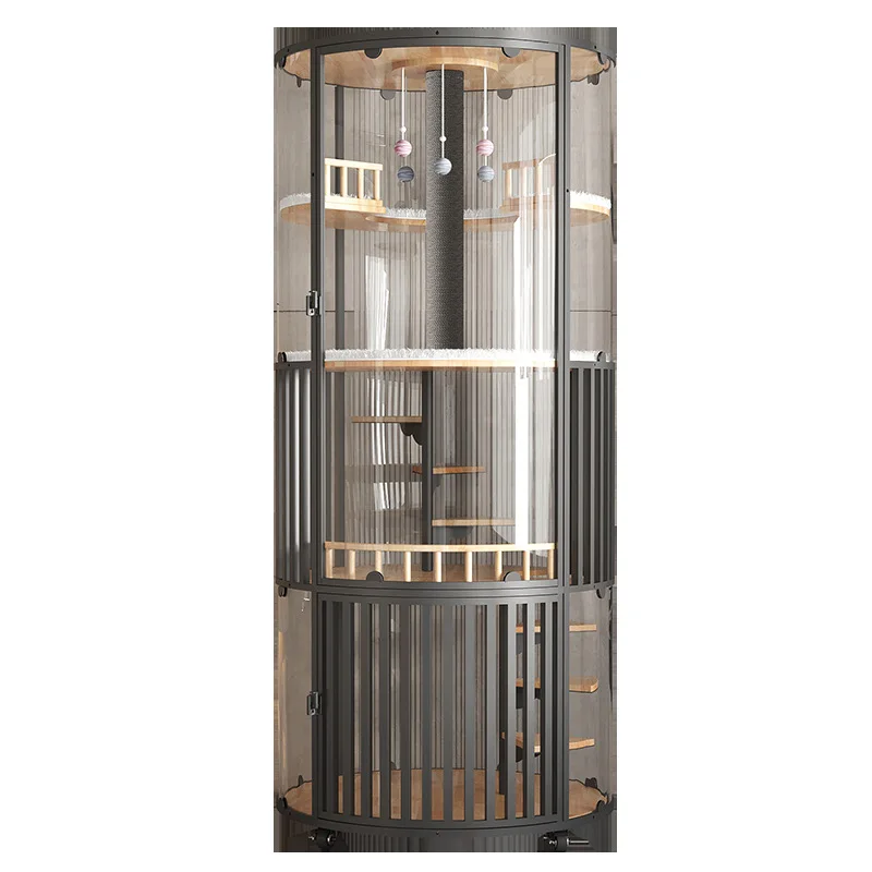 

Cat Villa Luxury Home Cat Room Extra Large Free Space Round Toilet Integrated Cabinet