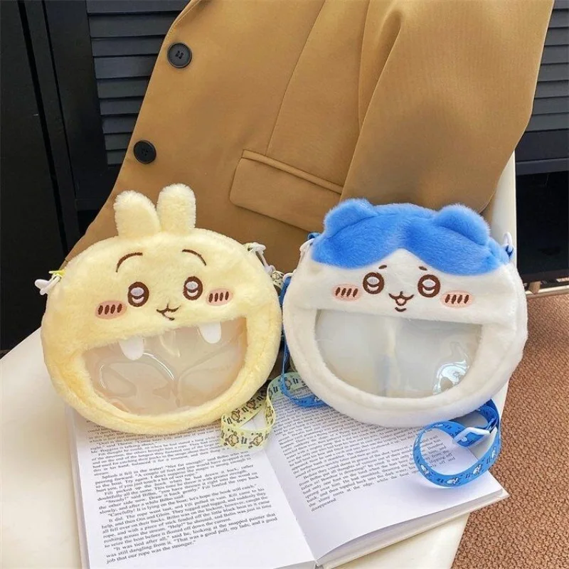 Cartoon Chiikawaed  Hachiware Usagi Plush Crossbody Bags Kawaii Transparent Plushie Handbag Cosmetic Bag Storage Bag Girl Gifts
