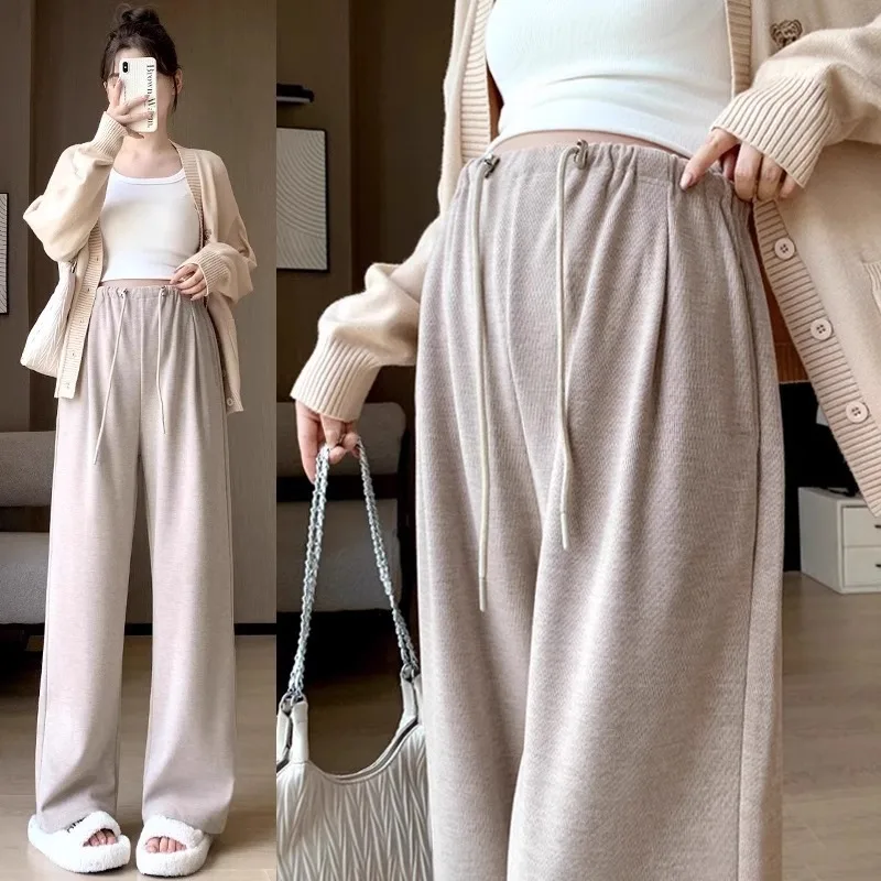 

Широкие брюки для беременных на флисе с завязками, без поддержки живота, осенне-зимние повседневные брюки для беременных женщин