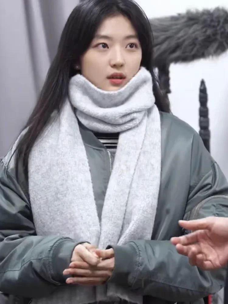 Winter Solstice Jiang Cheng Huang Jingyu Sun Qianlu Same Sle Gray Scarf High Sense Scarf Solid All-Matching Winter Women