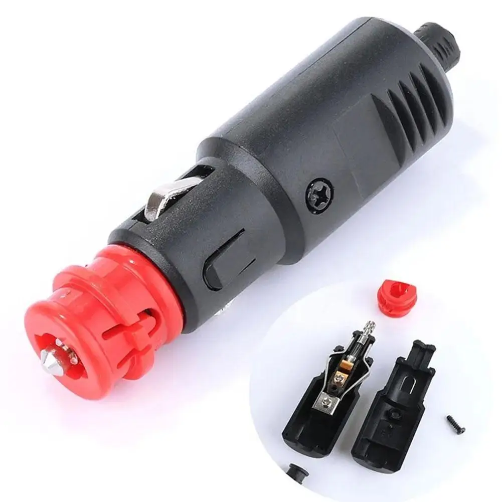 Red 12V-24V Car Cigarette Lighter Plug Socket Power Plug Connection Cigaret Socket Adaptor Male Plug Car Universal Accessories