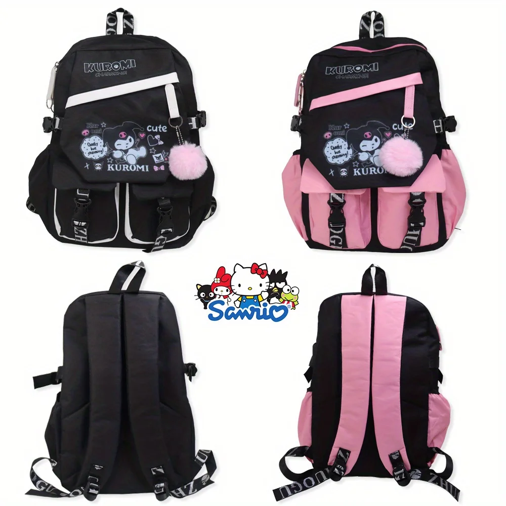 1pc Sanrio Kulomi Cartoon printed Backpack, outdoor travel bag, large capacity