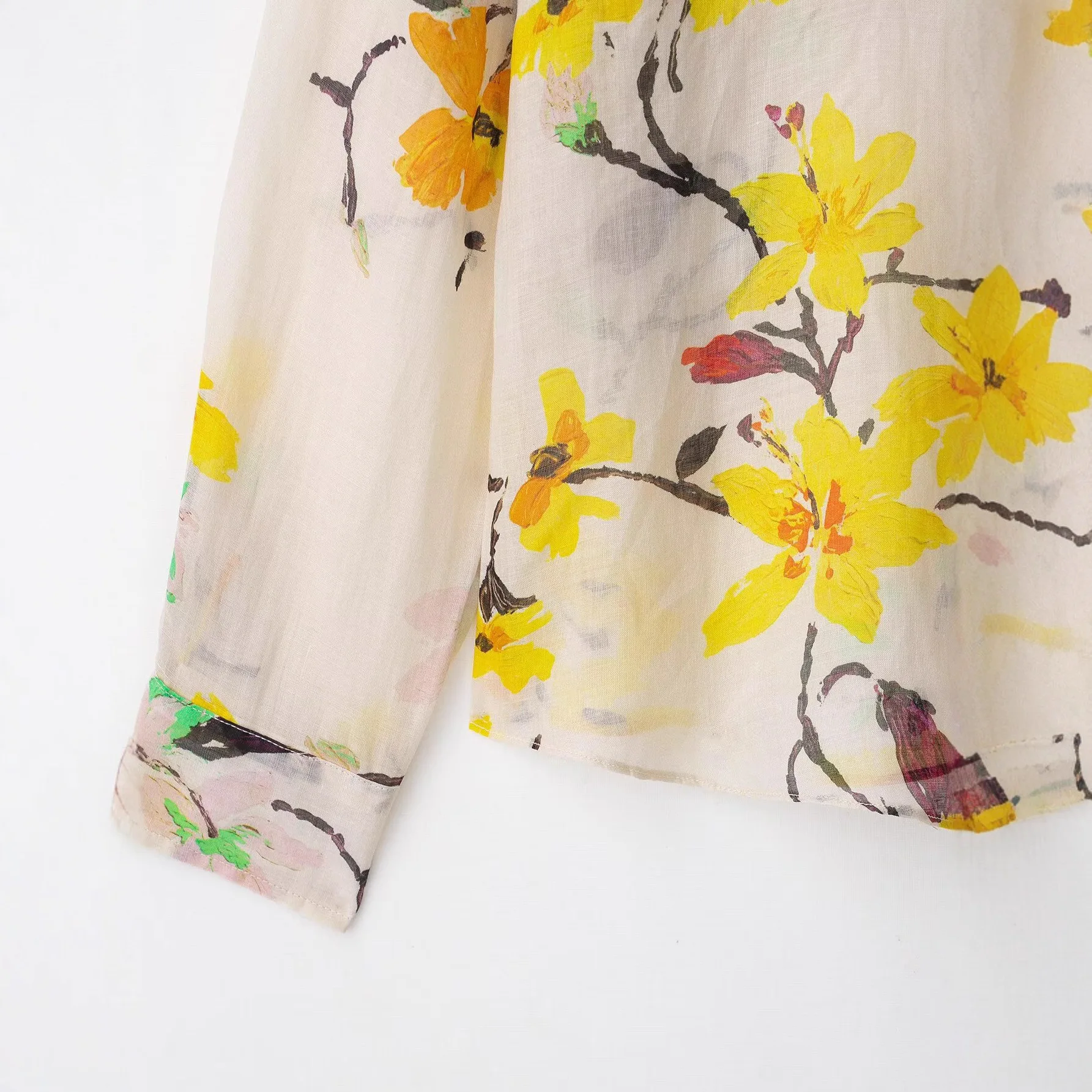Camicetta trasparente con stampa floreale Camicia da donna a maniche lunghe monopetto con colletto bavero Camicette tutto-fiammifero di nuova moda casual autunnale