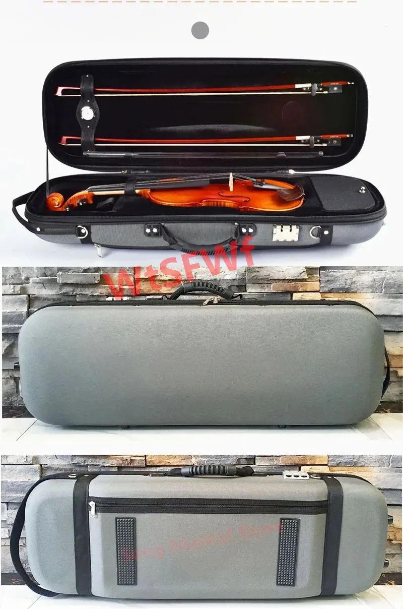 USA low tax Multicolor Square violin case 4/4 3/4 shockproof composite fiber violin professional case grid square box
