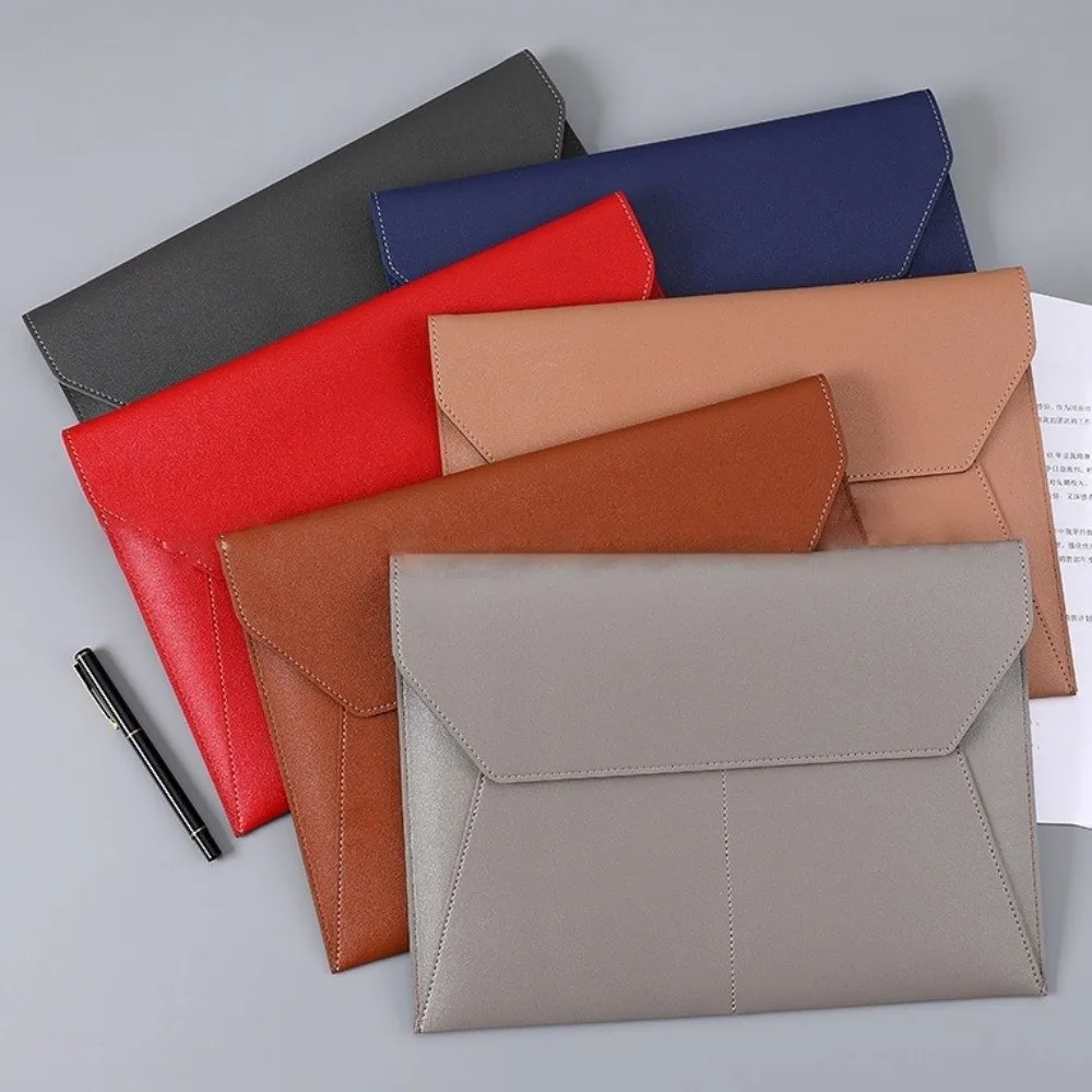 New A4 Leather Document Pouch Large Capacity Dustproof Envelope Folder Leather Briefcase Office